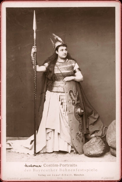Soprano Amalie Materna as Brnnhilde in Wagner's Der Ring des Nibelungen, 1876 (public domain)